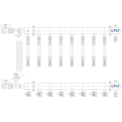  Коллекторный узел на 8 выход. PLP УКЭО-ЭКОНОМ 5-30/25-60кПа Ду50 1'' - 1/2'' Ру10 сталь, подкл. боковое левое (922156048) со склада Проконсим в Ростове-на-Дону