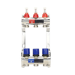  Коллекторная группа из латуни DN 25-3 вых. G-3/4'', евроконус, с расходомерами, без дренажного крана и воздухоотводчика, VARMEGA VM15403 (930416501) со склада Проконсим в Ростове-на-Дону