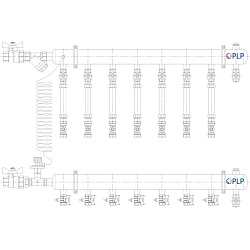  Коллекторный узел на 7 выход. PLP УКЭО-ЭКОНОМ 5-30/25-60кПа Ду50 1'' - 1/2'' Ру10 сталь, подкл. боковое левое (922156047) со склада Проконсим в Ростове-на-Дону