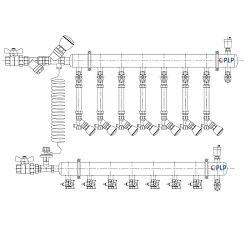  Коллекторный узел на 7 выход. PLP УКЭО-МАКСИМУМ 5-30/25-60кПа Ду50 1'' - 1/2'' Ру10 сталь, подкл. боковое левое (922156287) со склада Проконсим в Ростове-на-Дону