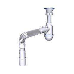  Сифон для умывальника-мойки бутылочный АНИ C0115 1 1/2 с гибкой трубой 40/50 (421100853) со склада Проконсим в Ростове-на-Дону