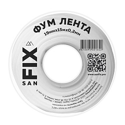  Лента ФУМ SANFIX 19мм х15м х0,2 мм 0,3г/см3 на катушке (228113225) со склада Проконсим в Ростове-на-Дону