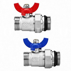  Кран шаровой латунный Varmega VM15951 никелированный прямой DN25 PN16 для коллектора (2 шт.) (930422031) со склада Проконсим в Ростове-на-Дону