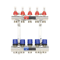  Коллекторная группа из латуни DN 25-5 вых. G-3/4'', евроконус, с расходомерами, без дренажного крана и воздухоотводчика, VARMEGA VM15405 (930416503) со склада Проконсим в Ростове-на-Дону